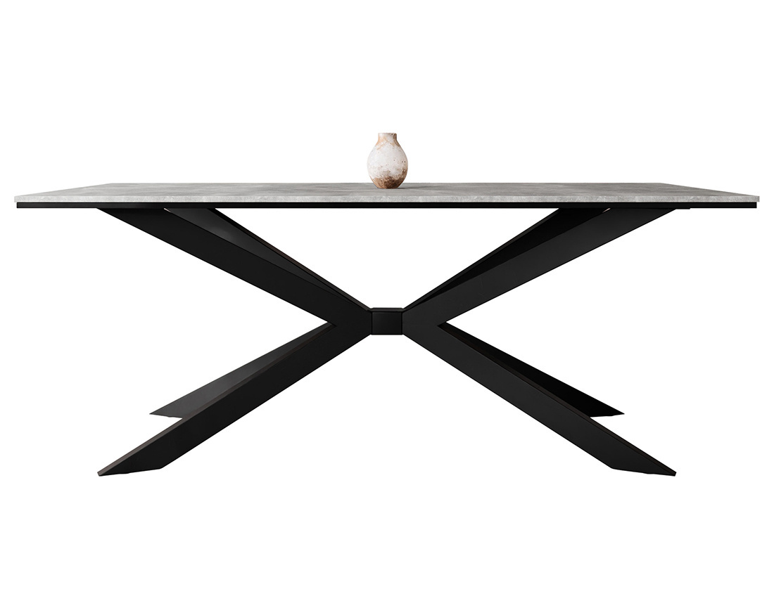 Table à manger plateau effet béton pieds en métal 4 à 8 personnes Casey