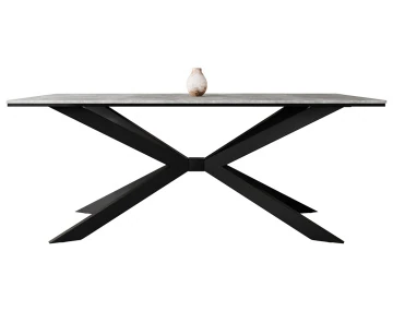 Table à manger plateau effet béton pieds en métal 4 à 8 personnes Casey