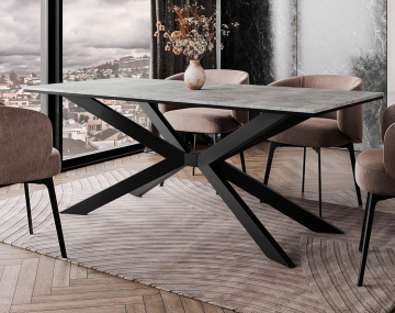 Table à manger plateau effet béton pieds en métal 4 à 8 personnes Casey