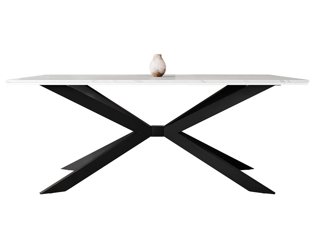 Table à manger plateau effet marbre pieds en métal 4 à 8 personnes Casey