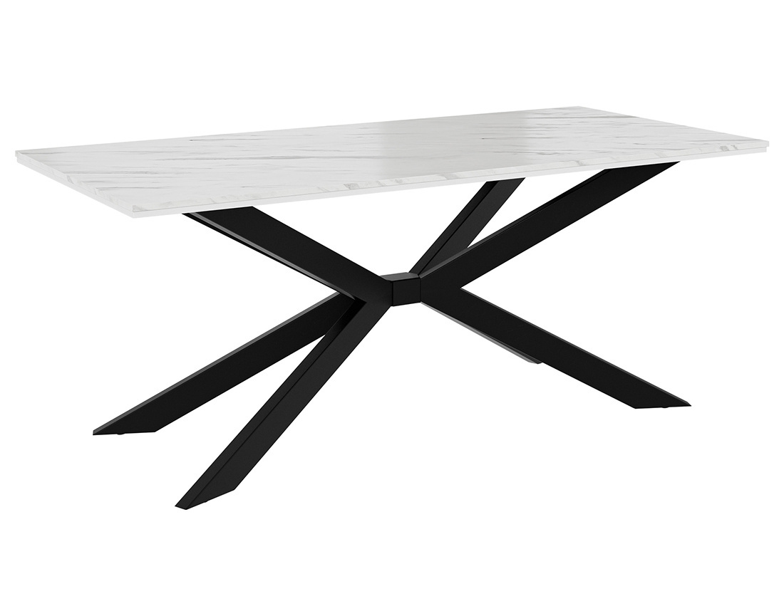 Table à manger plateau effet marbre pieds en métal 4 à 8 personnes Casey