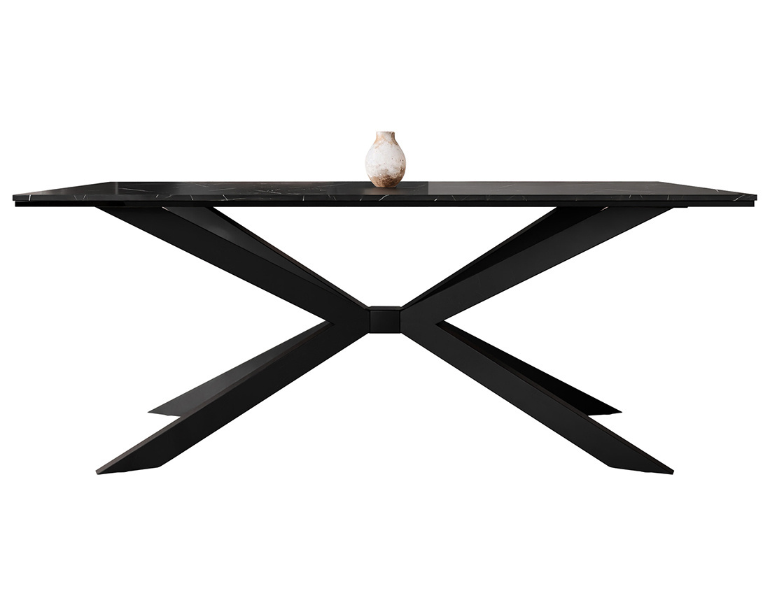 Table à manger plateau effet marbre pieds en métal 4 à 8 personnes Casey