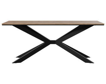 Table à manger plateau effet bois pieds en métal 4 à 8 personnes Casey