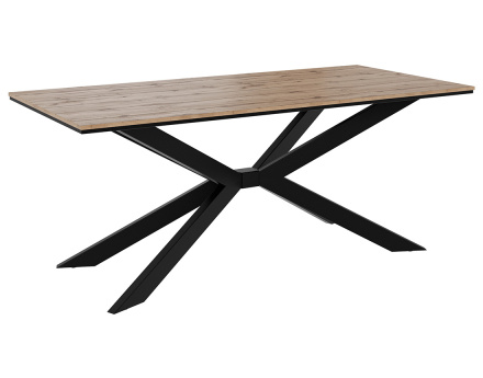 Table à manger plateau effet bois pieds en métal 4 à 8 personnes Casey