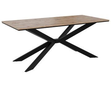 Table à manger plateau effet bois pieds en métal 4 à 8 personnes Casey