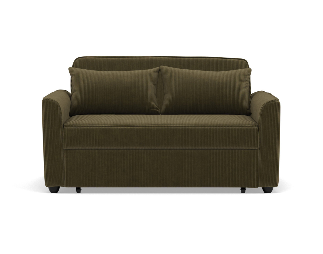 Canapé droit 2 places convertible en velours côtelé Ernest