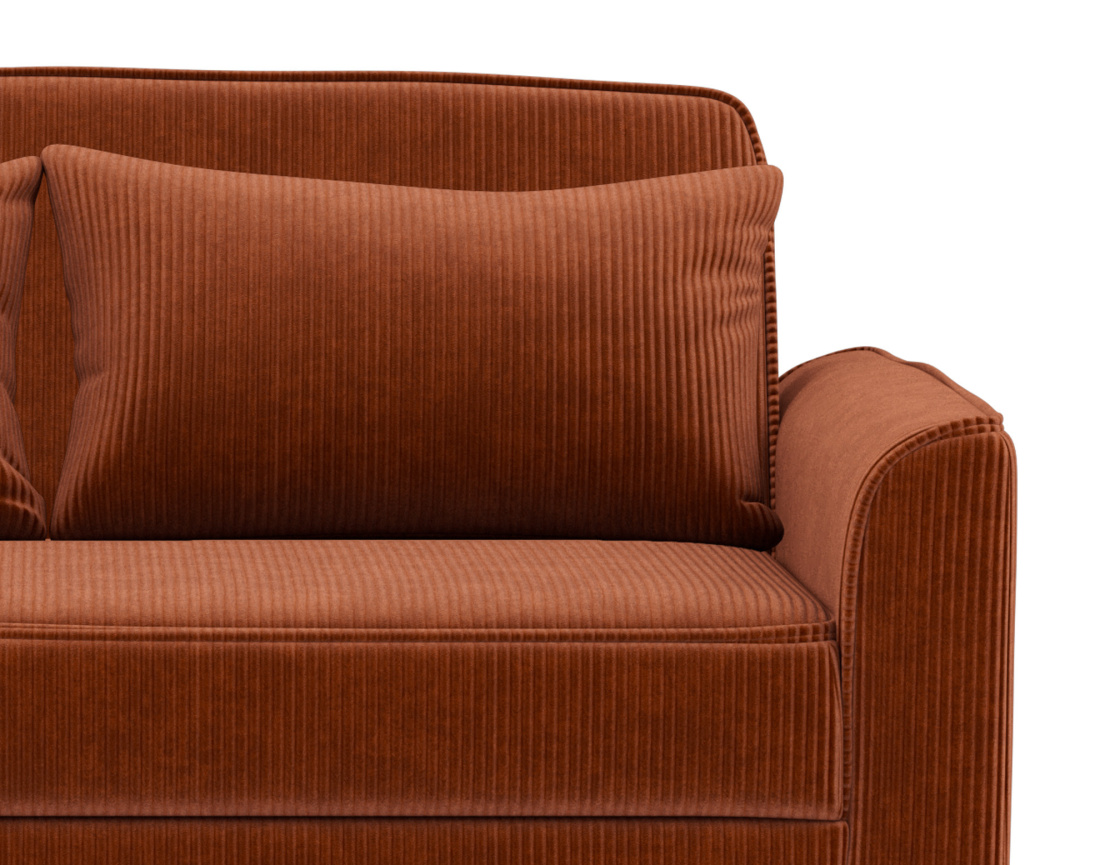 Canapé droit 2 places convertible en velours côtelé Ernest