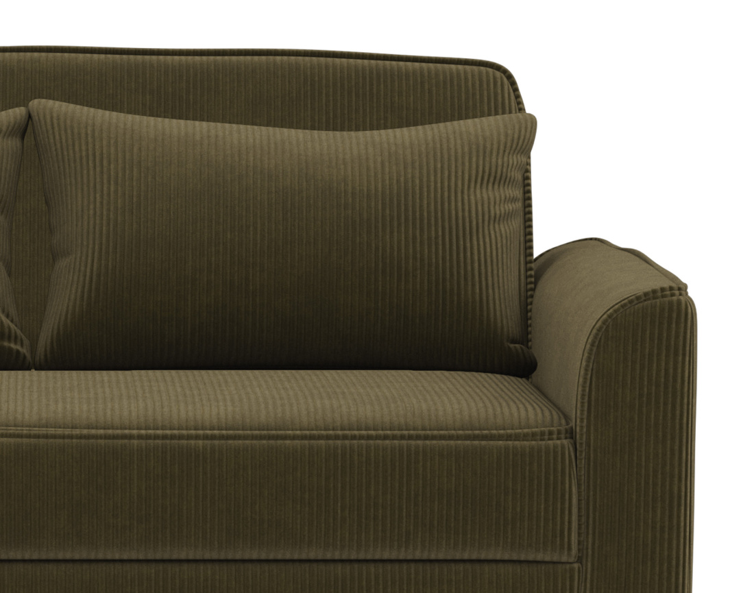 Canapé droit 2 places convertible en velours côtelé Ernest