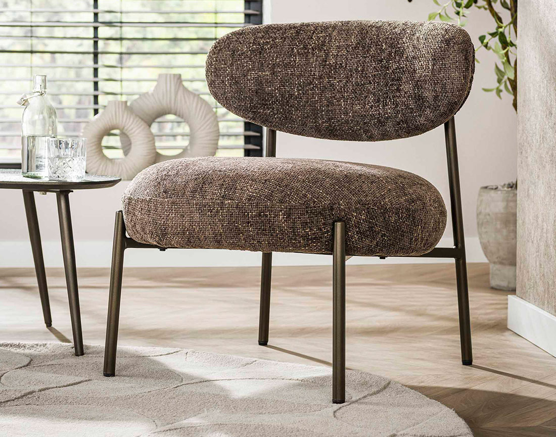 Fauteuil pieds en métal en tissu texturé Adelia