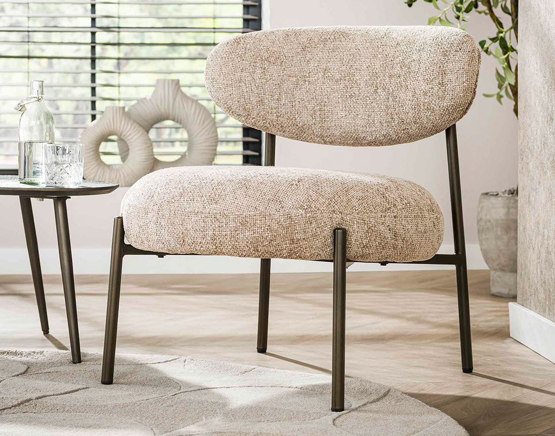 Fauteuil pieds en métal en tissu texturé Adelia