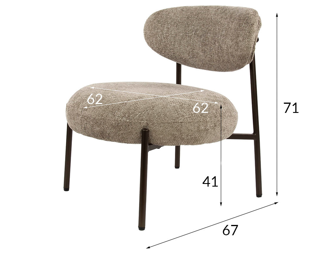 Fauteuil pieds en métal en tissu texturé Adelia