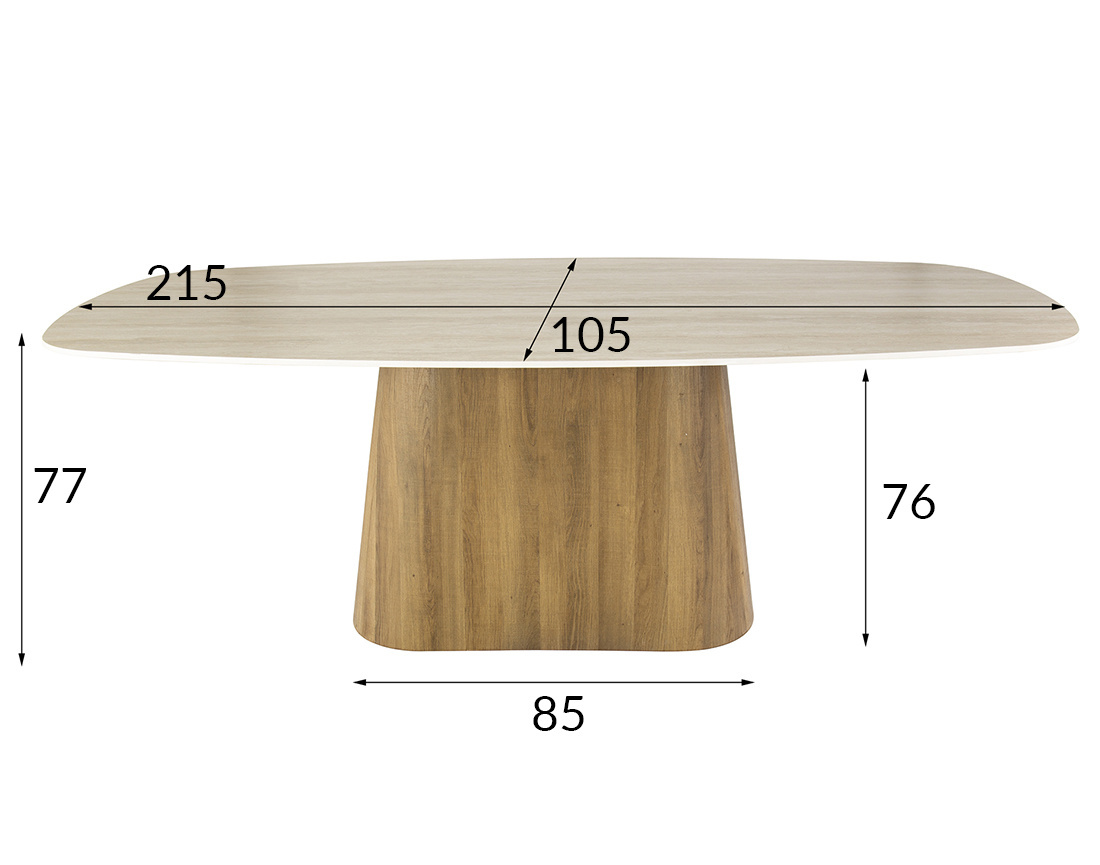 Table à manger plateau effet travertin 4 à 8 personnes Amara