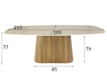 Table à manger plateau effet travertin 4 à 8 personnes Amara