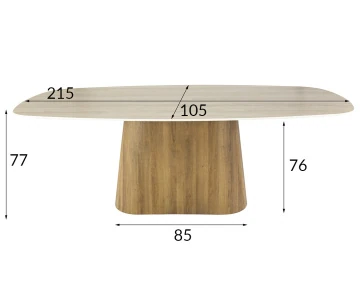 Table à manger plateau effet travertin 4 à 8 personnes Amara