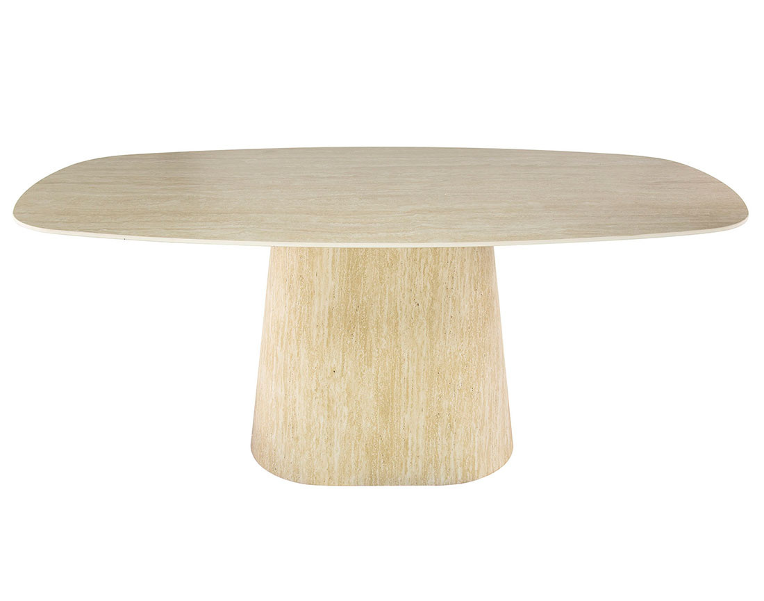 Table à manger effet travertin 4 à 6 personnes Aubin