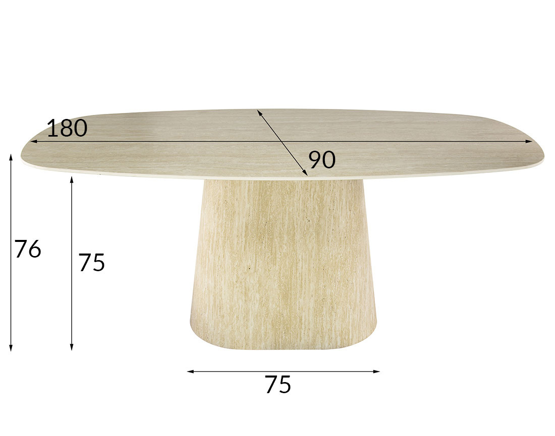 Table à manger effet travertin 4 à 6 personnes Aubin