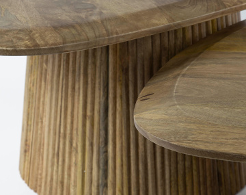 Lot de 2 tables basses gigognes en bois massif de manguier 93 et 76 cm Dayo