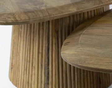 Lot de 2 tables basses gigognes en bois massif de manguier 93 et 76 cm Dayo