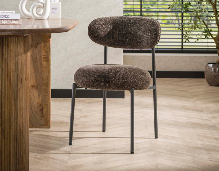 Lot de 2 chaises pieds en métal en tissu texturé Adelia