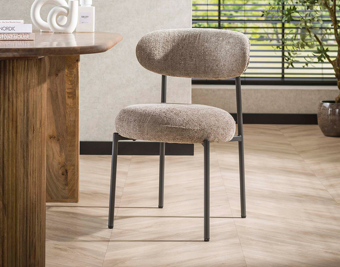 Lot de 2 chaises pieds en métal en tissu texturé Adelia