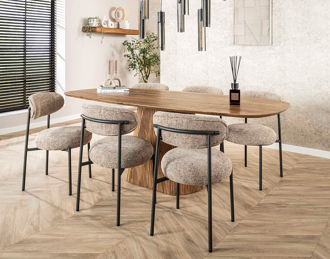 Lot de 2 chaises pieds en métal en tissu texturé Adelia