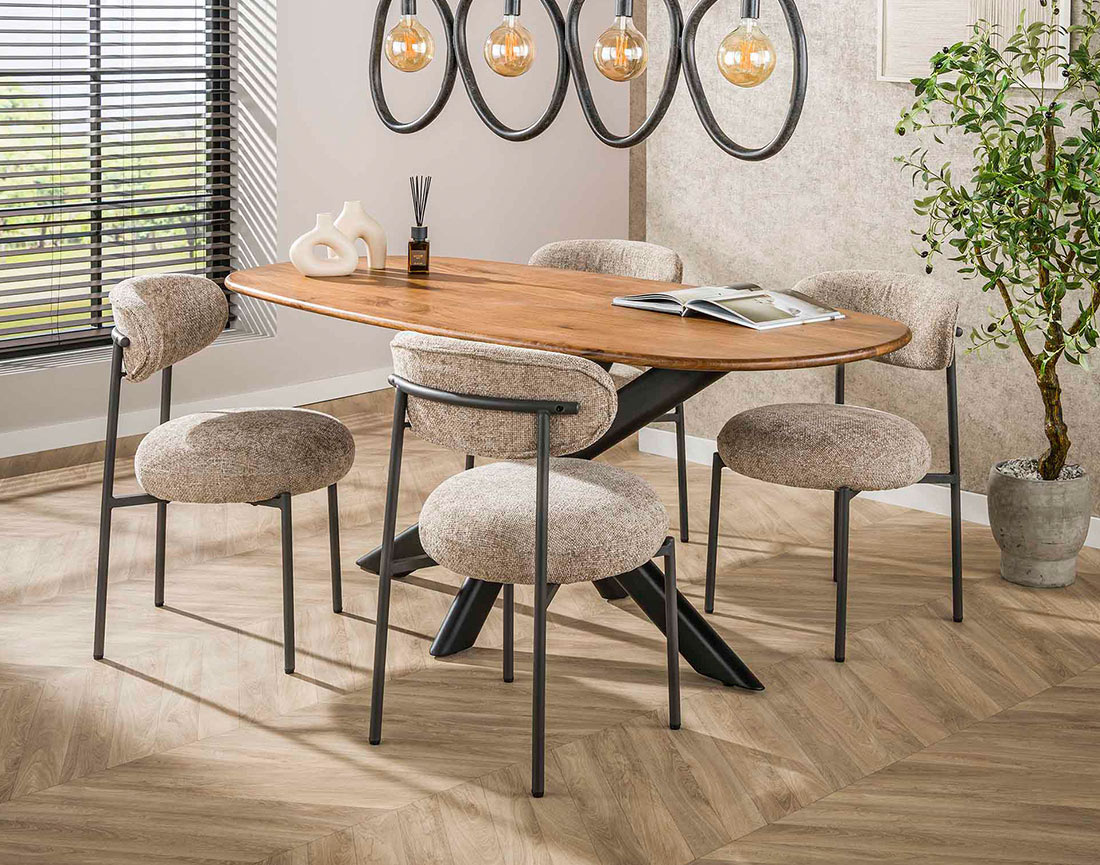 Lot de 2 chaises pieds en métal en tissu texturé Adelia