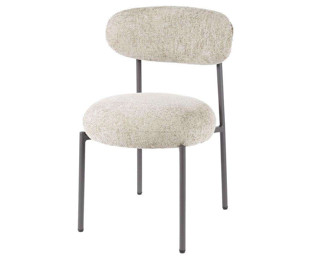 Lot de 2 chaises pieds en métal en tissu texturé Adelia