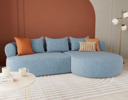 Angela - canapé d'angle droit 4 places en velours texturé