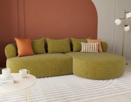 Angela - canapé d'angle droit 4 places en velours texturé