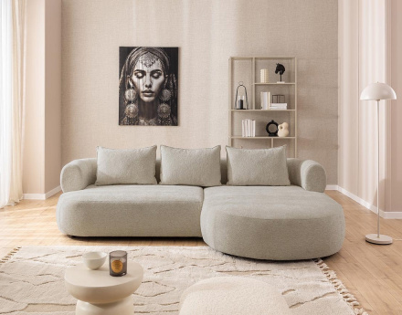 Angela - canapé d'angle droit 4 places en velours texturé