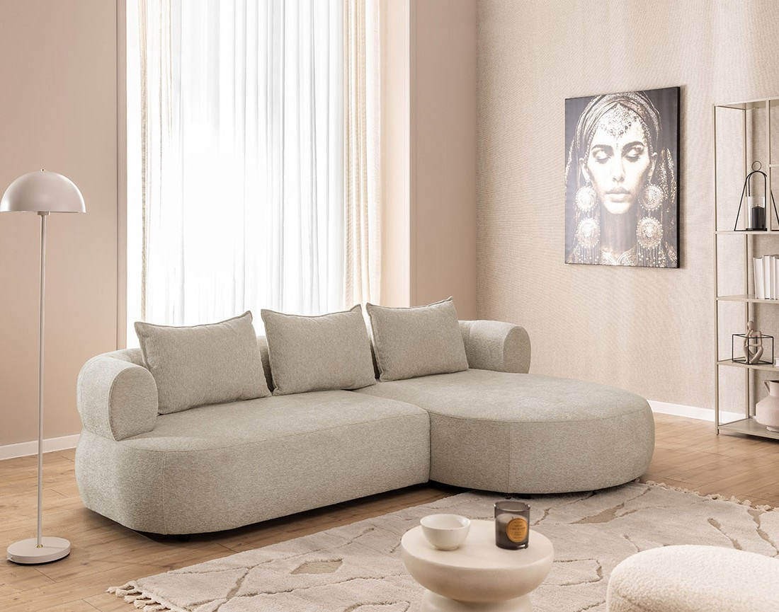 Angela - canapé d'angle droit 4 places en velours texturé