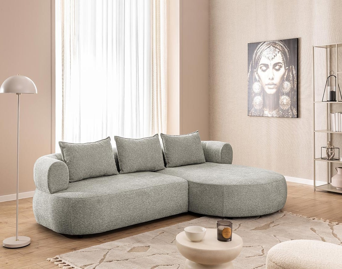 Angela - canapé d'angle droit 4 places en velours texturé