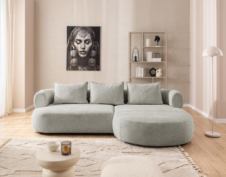 Angela - canapé d'angle droit 4 places en velours texturé