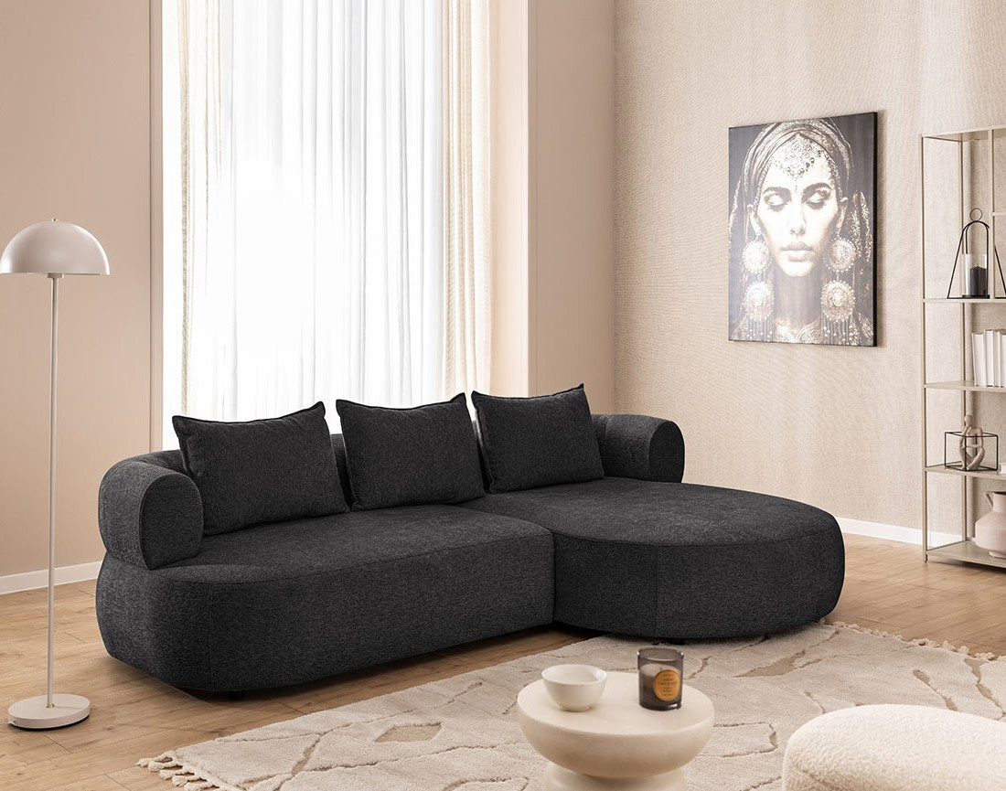 Angela - canapé d'angle droit 4 places en velours texturé