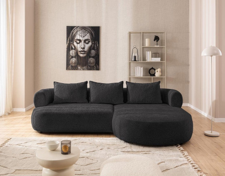 Angela - canapé d'angle droit 4 places en velours texturé