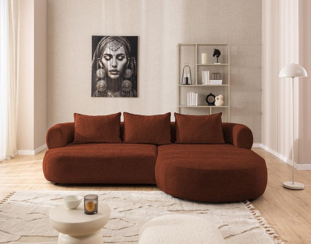 Angela - canapé d'angle droit 4 places en velours texturé