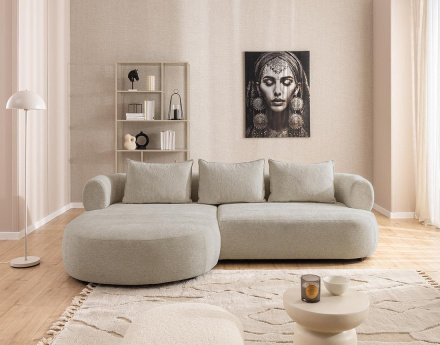 Canapé d'angle gauche 4 places en velours texturé Angela