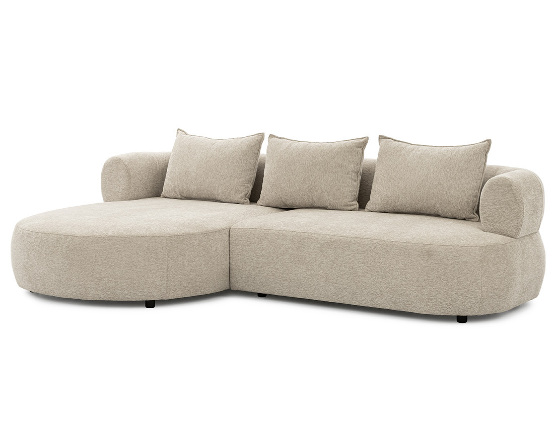 Canapé d'angle gauche 4 places en velours texturé Angela