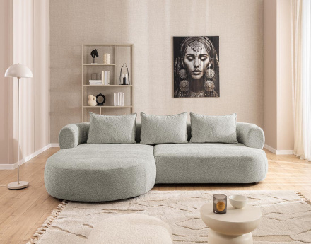 Canapé d'angle gauche 4 places en velours texturé Angela