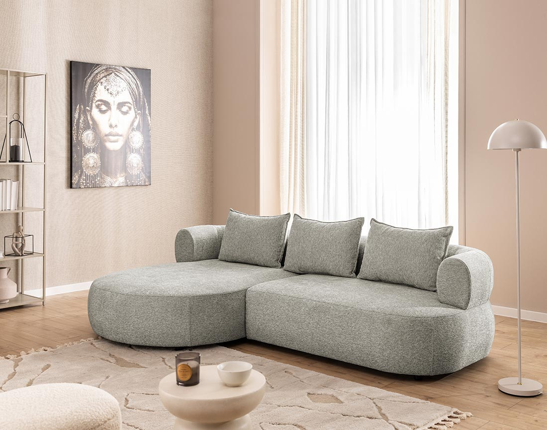 Canapé d'angle gauche 4 places en velours texturé Angela