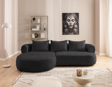 Canapé d'angle gauche 4 places en velours texturé Angela