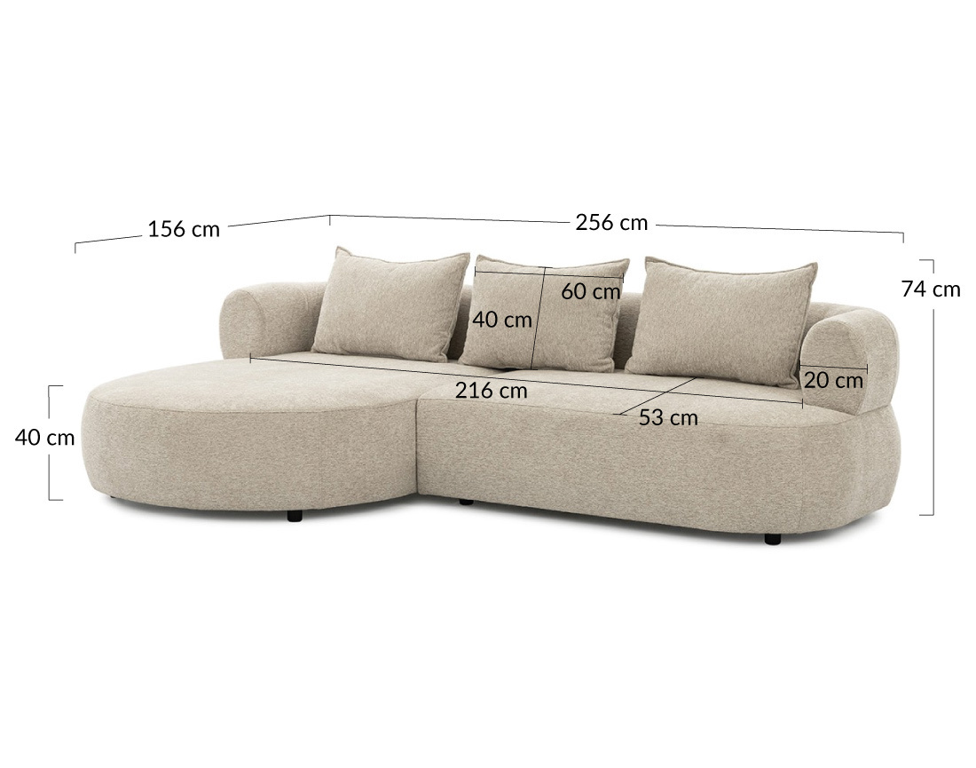 Canapé d'angle gauche 4 places en velours texturé Angela