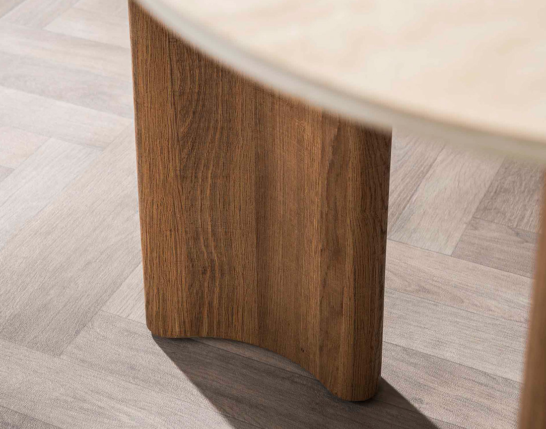 Table à manger plateau en céramique effet travertin 4 à 6 personnes Mohea