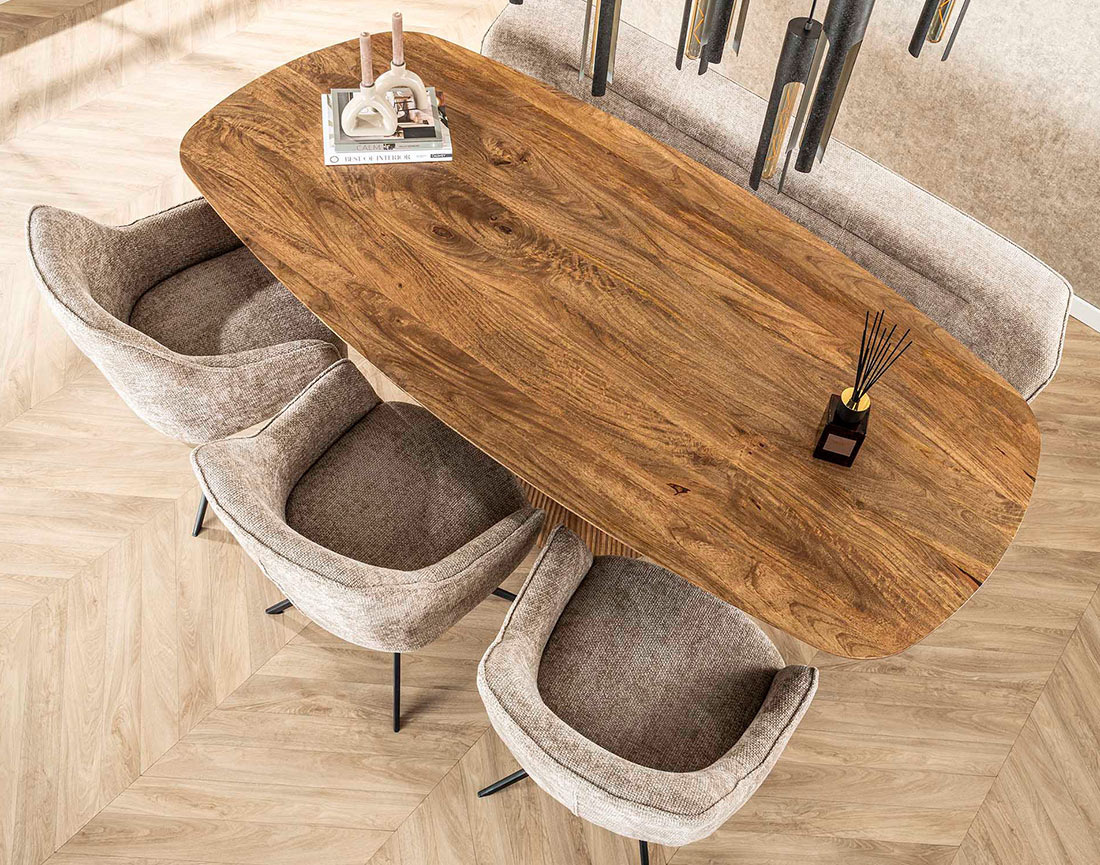 Table à manger en bois massif de manguier 6 à 8 personnes Dayo