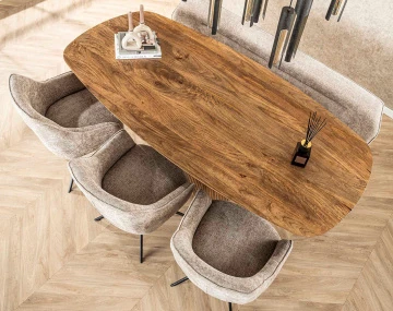 Table à manger en bois massif de manguier 6 à 8 personnes Dayo