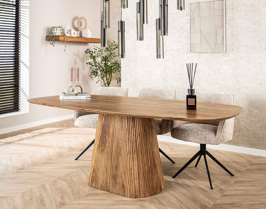 Table à manger en bois massif de manguier 6 à 8 personnes Dayo