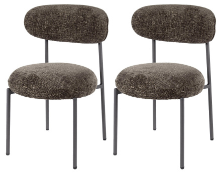 Lot de 2 chaises pieds en métal en tissu texturé Adelia