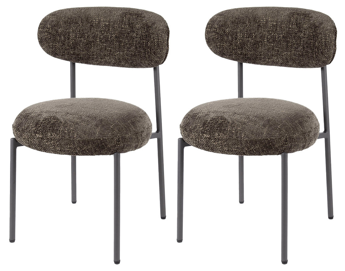 Lot de 2 chaises pieds en métal en tissu texturé Adelia