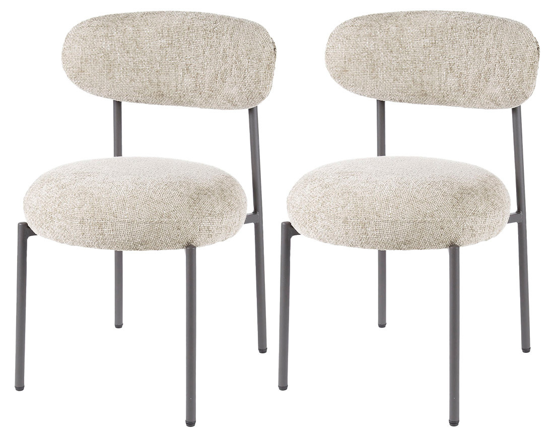 Lot de 2 chaises pieds en métal en tissu texturé Adelia