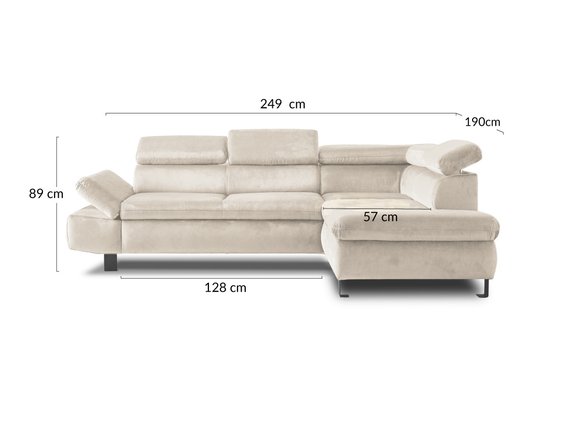 Canapé d'angle convertible 5 places avec têtières Nairobi - Droit